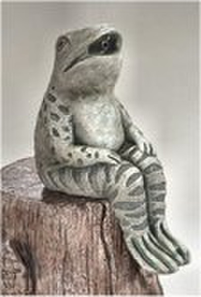 Sitting Frog Piped Water Feature 11" H